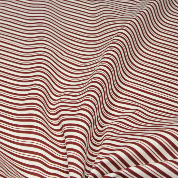 Tissu toile à matelas de coton aux rayures rouges, fond écru - COLLECTION VERSAILLES