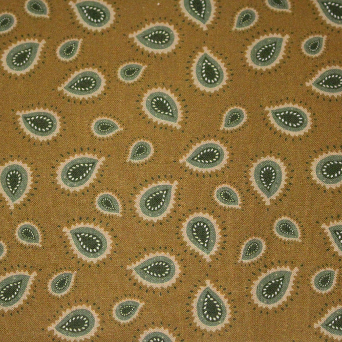 Tissu cotonnade ocre aux motifs cachemire Paisley - OEKO-TEX