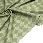 Tissu cotonnade Losanges verts & fleuris - OEKO - TEX - TissusPapi.com