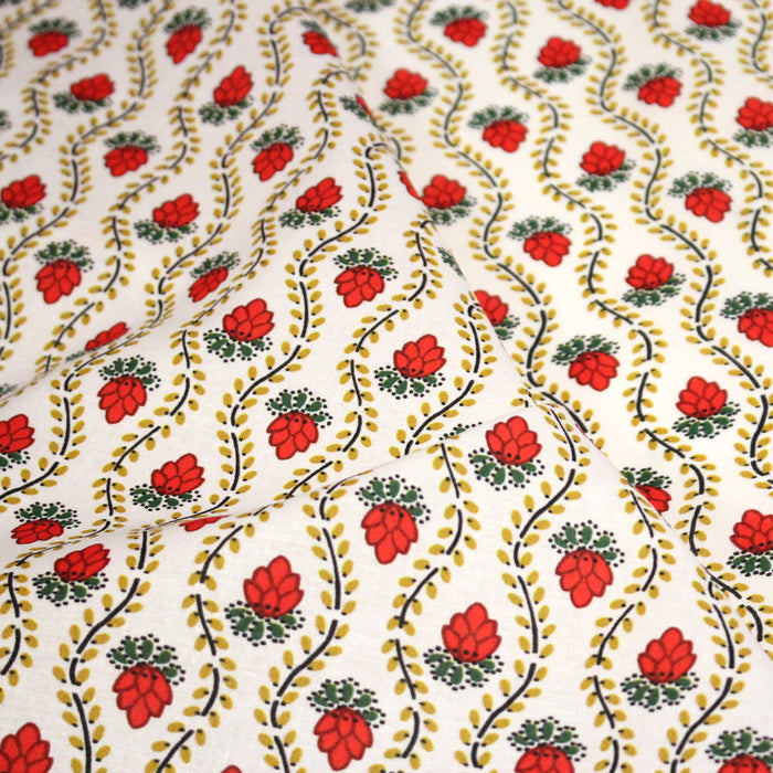 Tissu INDIENNES PROVENCALES cotonnade fleurie, 4 couleurs disponibles - OEKO-TEX STANDARD 100