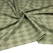 Tissu cotonnade Losanges verts & fleuris - OEKO - TEX - TissusPapi.com