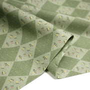 Tissu cotonnade Losanges verts & fleuris - OEKO - TEX - TissusPapi.com