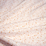 Tissu cotonnade blanc aux triangles roses & pois oranges - OEKO - TEX - TissusPapi.com