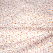 Tissu cotonnade blanc aux triangles roses & pois oranges - OEKO - TEX - TissusPapi.com