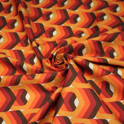 Tissu gabardine coton imprimée motif SEVENTIES, hexagones 3D - STANDARD 100 OEKO - TEX - TissusPapi.com