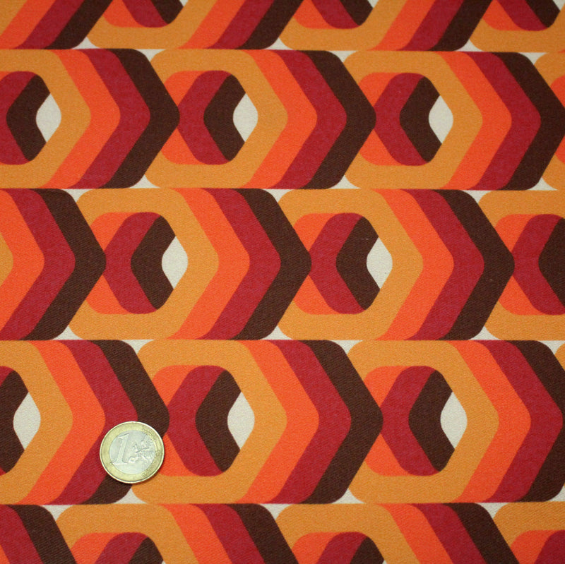 Tissu gabardine coton imprimée motif SEVENTIES, hexagones 3D - STANDARD 100 OEKO - TEX - TissusPapi.com