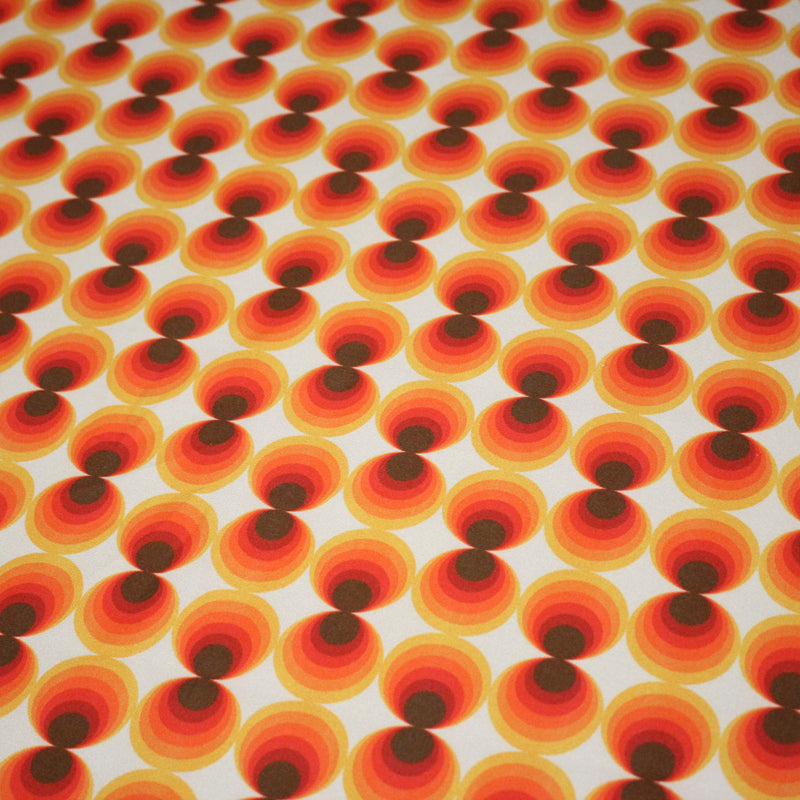 Tissu gabardine coton imprimée motif SEVENTIES, Cercles psychédéliques - STANDARD 100 OEKO - TEX - TissusPapi.com