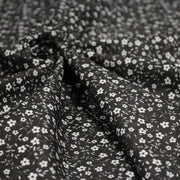 Tissu cotonnade noir aux fleurs blanches - OEKO - TEX - TissusPapi.com
