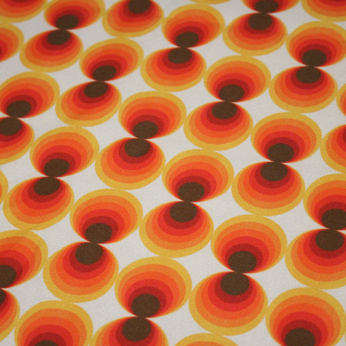 Tissu gabardine coton imprimée motif SEVENTIES, Cercles psychédéliques - STANDARD 100 OEKO-TEX