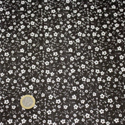 Tissu cotonnade noir aux fleurs blanches - OEKO - TEX - TissusPapi.com