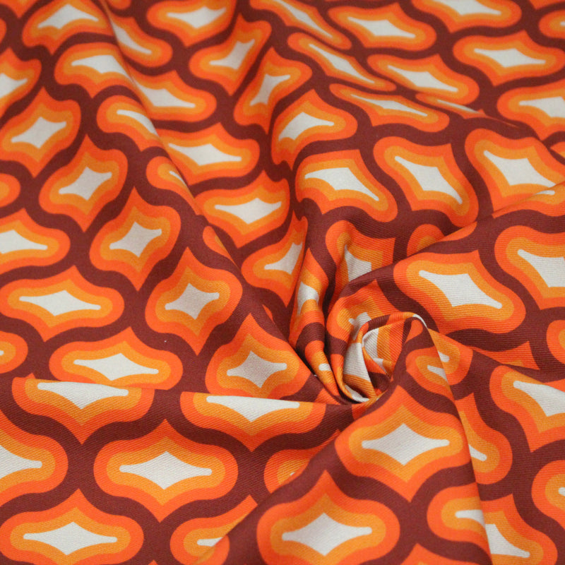 Tissu gabardine coton imprimée motif SEVENTIES, Losange Graphique - STANDARD 100 OEKO - TEX - TissusPapi.com