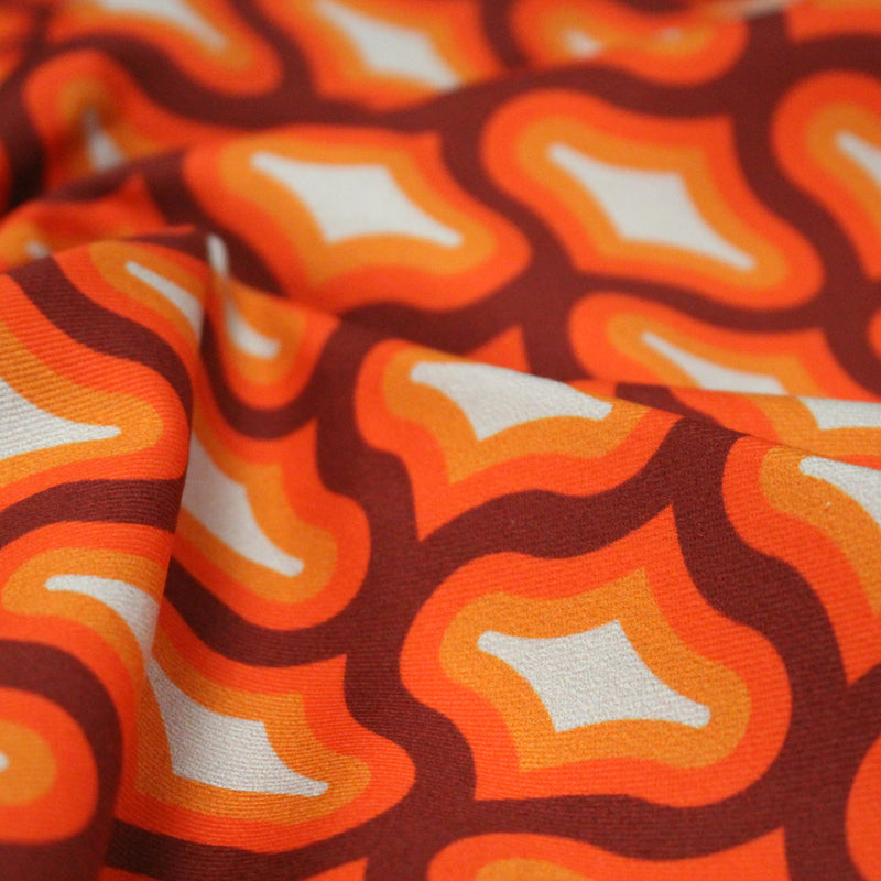 Tissu gabardine coton imprimée motif SEVENTIES, Losange Graphique - STANDARD 100 OEKO - TEX - TissusPapi.com