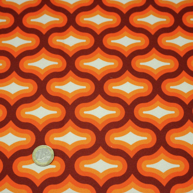 Tissu gabardine coton imprimée motif SEVENTIES, Losange Graphique - STANDARD 100 OEKO - TEX - TissusPapi.com