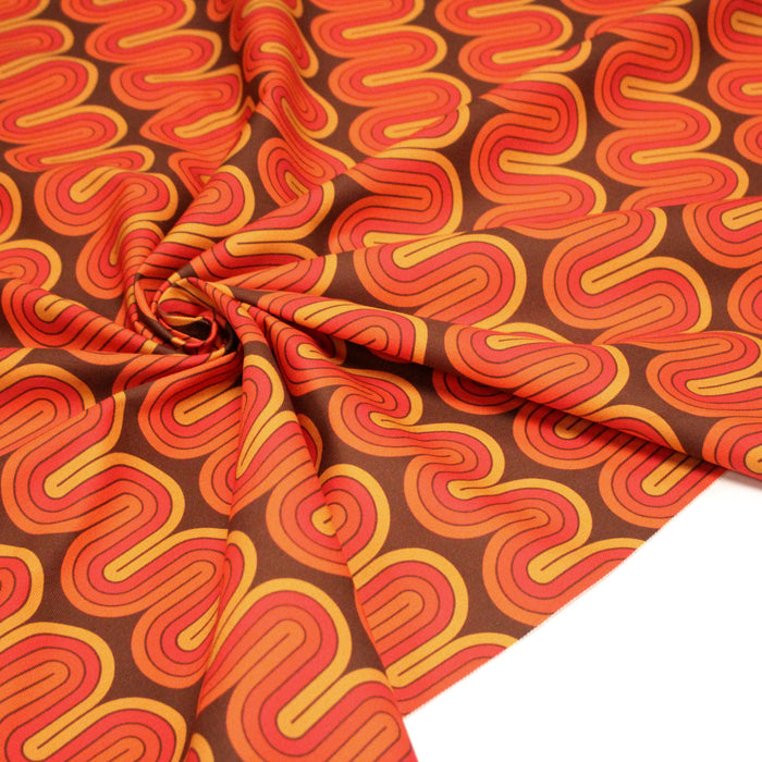 Tissu gabardine coton imprimée motif SEVENTIES, Vagues psychédélique - STANDARD 100 OEKO-TEX