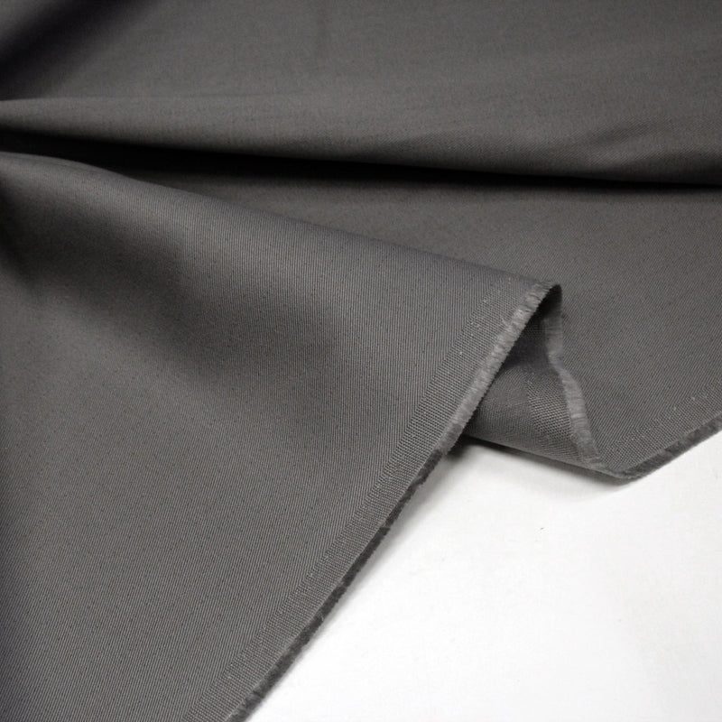 Tissu sergé coton gris uni aux fins fins liserés anthracites - 325gr/m2 - ON DESTOCKE ! - TissusPapi.com