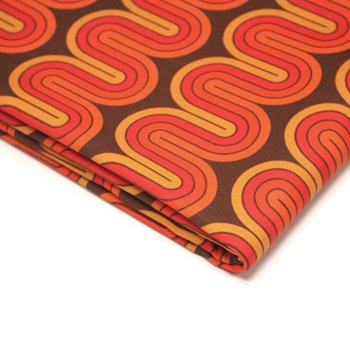 Tissu gabardine coton imprimée motif SEVENTIES, Vagues psychédélique - STANDARD 100 OEKO-TEX