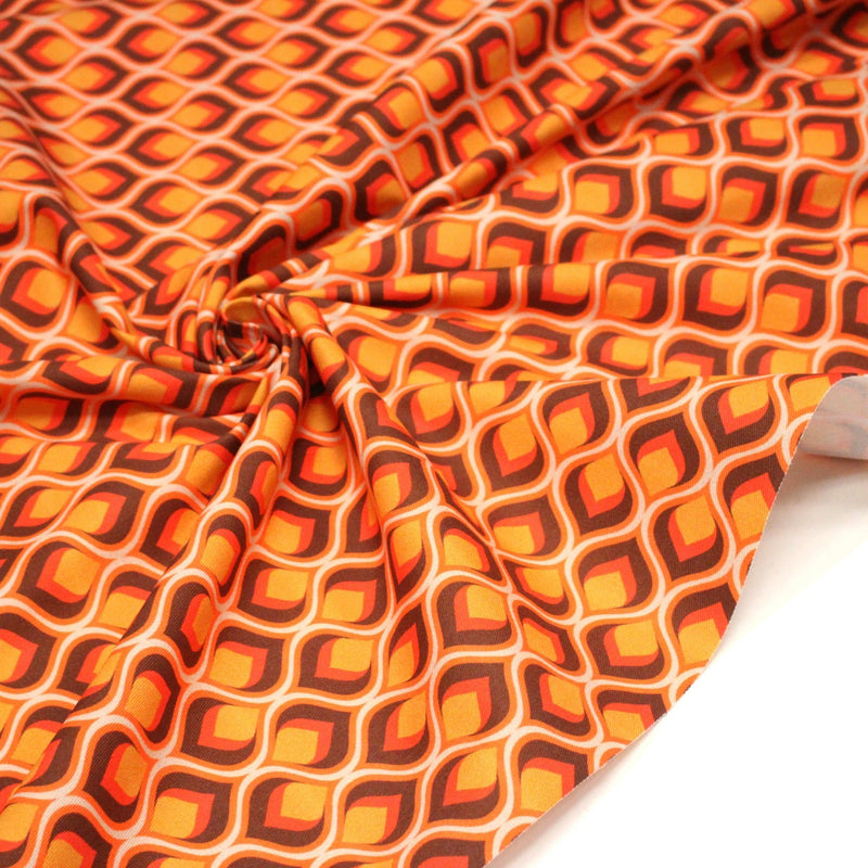 Tissu gabardine coton imprimée motif SEVENTIES, Flamme Hypnotique - STANDARD 100 OEKO - TEX - TissusPapi.com