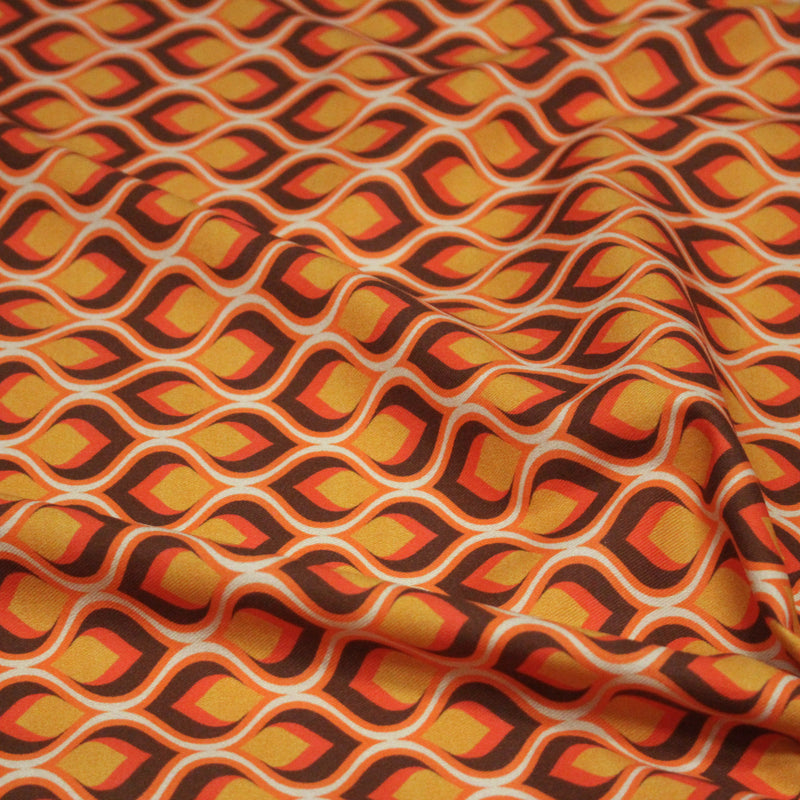 Tissu gabardine coton imprimée motif SEVENTIES, Flamme Hypnotique - STANDARD 100 OEKO - TEX - TissusPapi.com