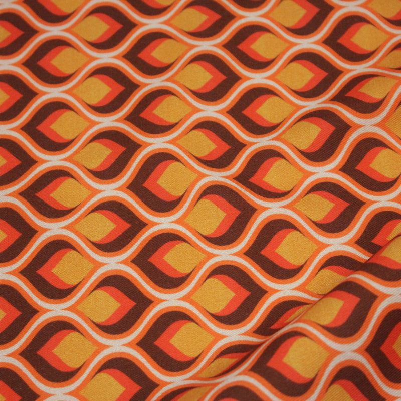 Tissu gabardine coton imprimée motif SEVENTIES, Flamme Hypnotique - STANDARD 100 OEKO - TEX - TissusPapi.com