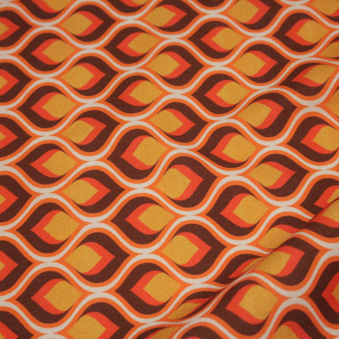 Tissu gabardine coton imprimée motif SEVENTIES, Flamme Hypnotique - STANDARD 100 OEKO-TEX