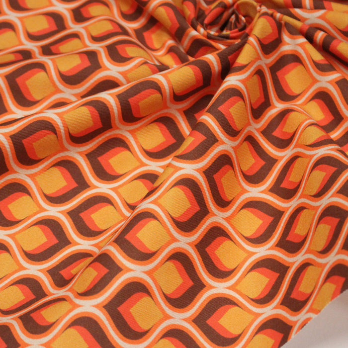 Tissu gabardine coton imprimée motif SEVENTIES, Flamme Hypnotique - STANDARD 100 OEKO-TEX