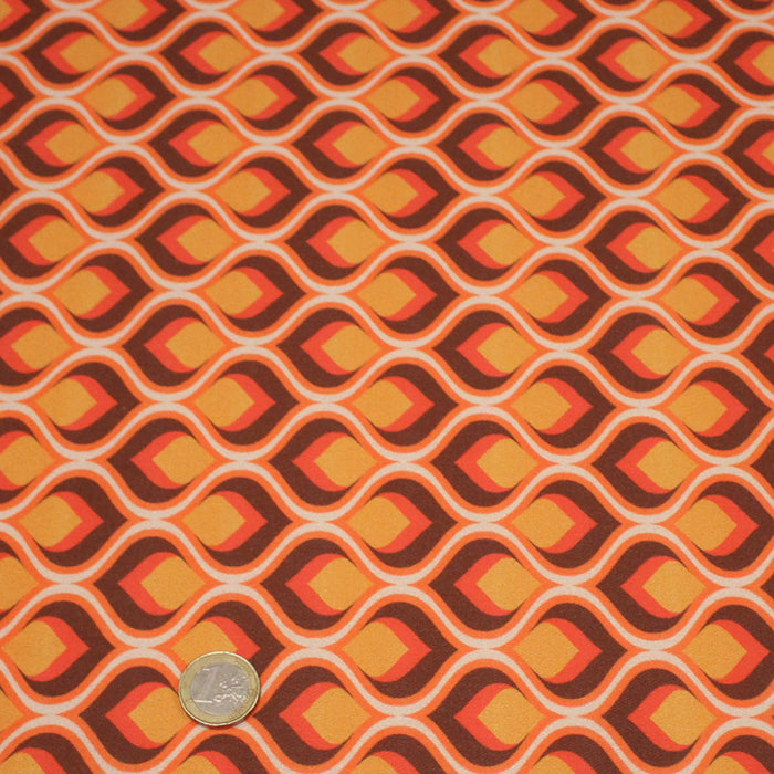 Tissu gabardine coton imprimée motif SEVENTIES, Flamme Hypnotique - STANDARD 100 OEKO-TEX