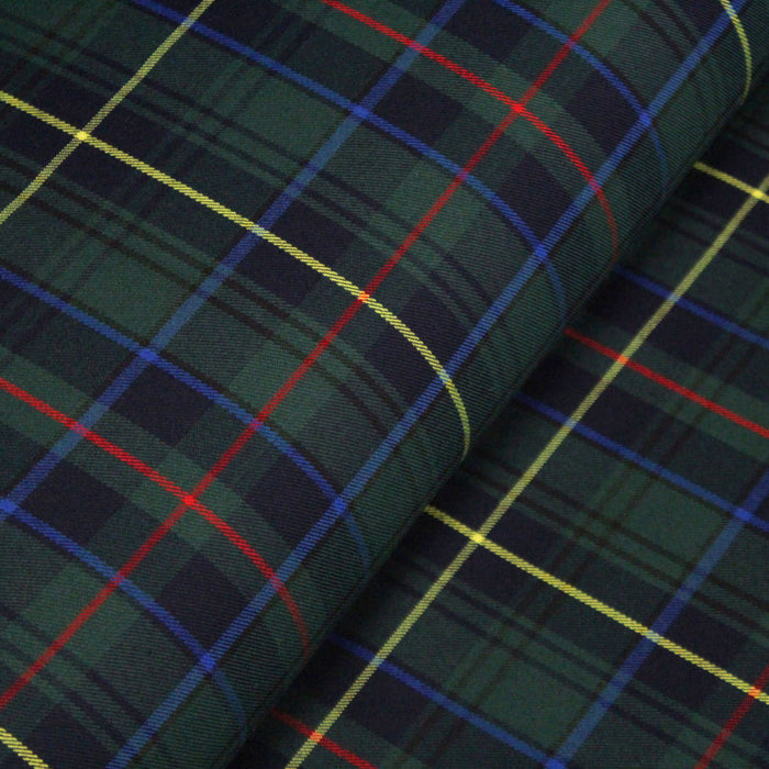 Tissu habillement Tartan motif traditionnel vert, bleu marine, rouge et jaune - OEKO-TEX®