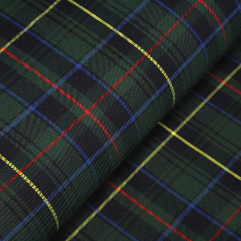 Tissu habillement Tartan motif traditionnel vert, bleu marine, rouge et jaune - OEKO - TEX® - TissusPapi.com