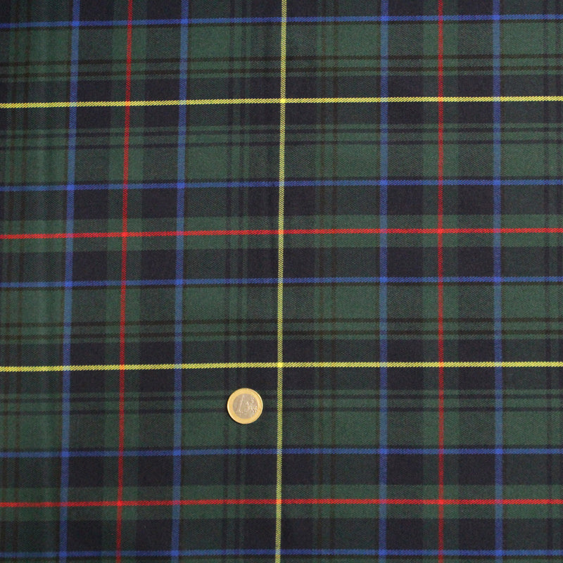Tissu habillement Tartan motif traditionnel vert, bleu marine, rouge et jaune - OEKO - TEX® - TissusPapi.com