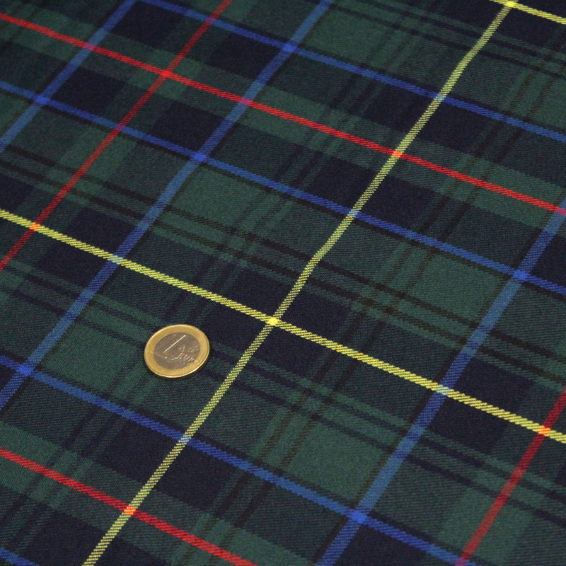 Tissu habillement Tartan motif traditionnel vert, bleu marine, rouge et jaune - OEKO - TEX® - TissusPapi.com