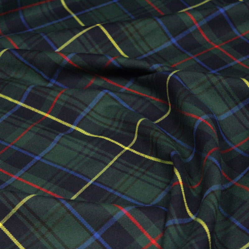 Tissu habillement Tartan motif traditionnel vert, bleu marine, rouge et jaune - OEKO - TEX® - TissusPapi.com
