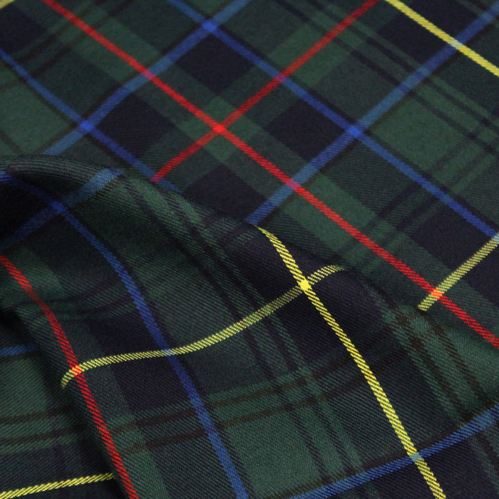 Tissu habillement Tartan motif traditionnel vert, bleu marine, rouge et jaune - OEKO-TEX®