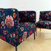 Tissu demi-natté coton bleu pétrole motif floral INDIENNES par Inkfabrik - Collection Thevenon - TissusPapi.com