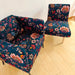 Tissu demi-natté coton bleu pétrole motif floral INDIENNES par Inkfabrik - Collection Thevenon - TissusPapi.com