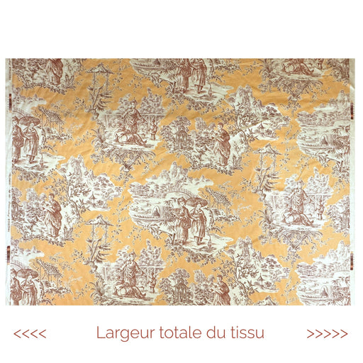Tissu satin de coton ameublement, TOILE DE JOUY scène chinoise de Jean Pillement, INALTERA, fabriqué en Suisse - TissusPapi.com