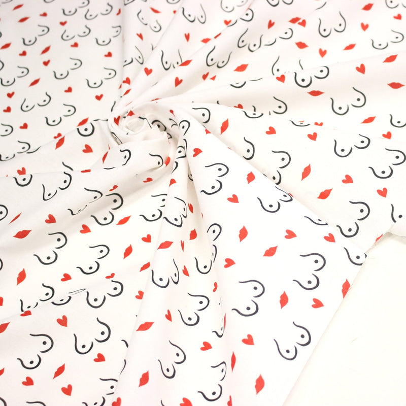 Tissu cotonnade Collection BOOBS : nombreux motifs de seins - STANDARD 100 OEKO - TEX - TissusPapi.com