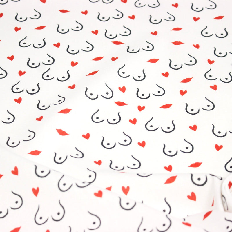 Tissu cotonnade Collection BOOBS : nombreux motifs de seins - STANDARD 100 OEKO - TEX - TissusPapi.com