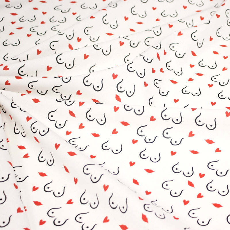 Tissu cotonnade Collection BOOBS : nombreux motifs de seins - STANDARD 100 OEKO - TEX - TissusPapi.com
