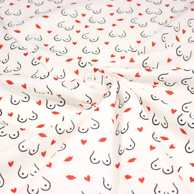 Tissu cotonnade Collection BOOBS : nombreux motifs de seins - STANDARD 100 OEKO - TEX - TissusPapi.com
