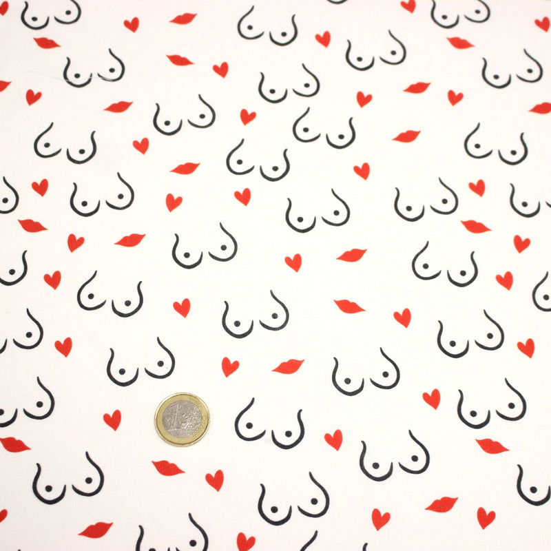 Tissu cotonnade Collection BOOBS : nombreux motifs de seins - STANDARD 100 OEKO - TEX - TissusPapi.com