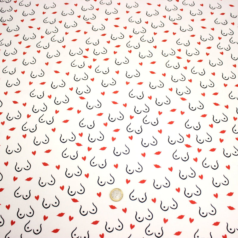 Tissu cotonnade Collection BOOBS : nombreux motifs de seins - STANDARD 100 OEKO - TEX - TissusPapi.com