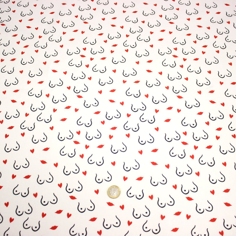 Tissu cotonnade Collection BOOBS : nombreux motifs de seins - STANDARD 100 OEKO - TEX - TissusPapi.com