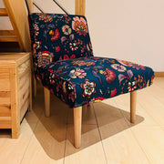 Tissu demi-natté coton bleu pétrole motif floral INDIENNES par Inkfabrik - Collection Thevenon - TissusPapi.com