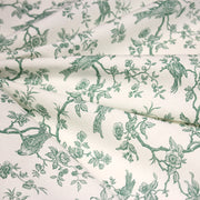 Tissu coton TOILE DE JOUY AUX MESANGES : bleu, vert - OEKO - TEX - TissusPapi.com