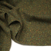 Tissu tweed laine, vert kaki aux touches multicolores - Fabrication française - TissusPapi.com