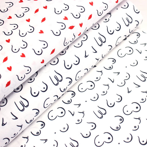 Tissu cotonnade Collection BOOBS : nombreux motifs de seins - STANDARD 100 OEKO - TEX - TissusPapi.com