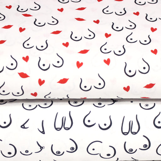 Tissu cotonnade Collection BOOBS : nombreux motifs de seins - STANDARD 100 OEKO - TEX - TissusPapi.com