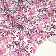 Tissu cotonnade SAKURA ROSE : jardin japonais aux fleurs de cerisier roses & fuchsia - TissusPapi.com