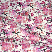 Tissu cotonnade SAKURA ROSE : jardin japonais aux fleurs de cerisier roses & fuchsia - TissusPapi.com