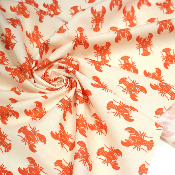 Tissu cotonnade HOMARD vermillon, 4 couleurs disponibles - OEKO - TEX STANDARD 100 - TissusPapi.com